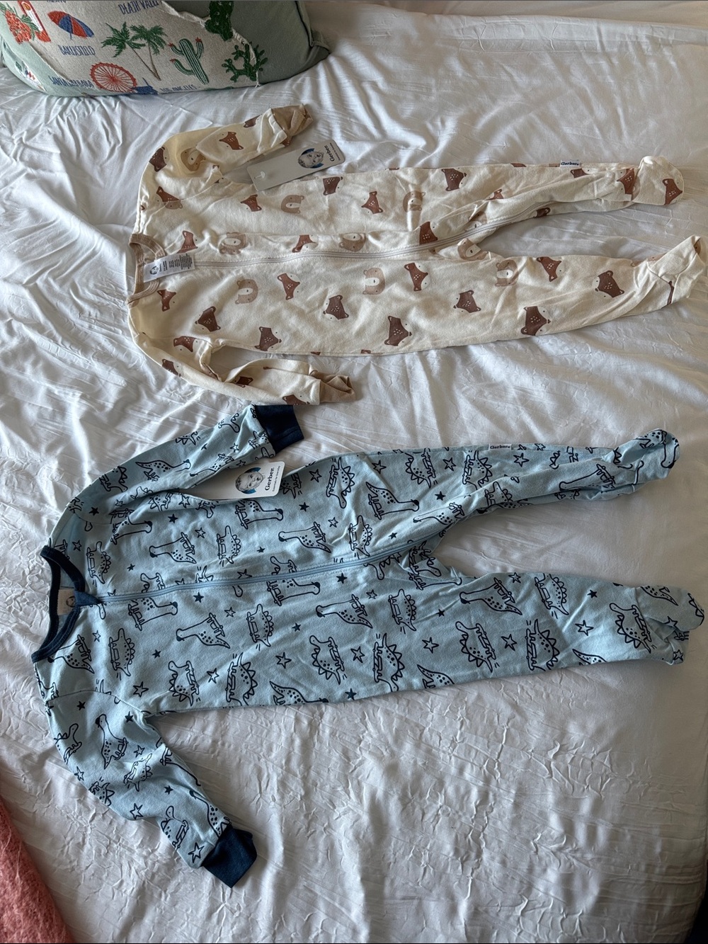 Gerber Light Blue and Navy Dinosaur Zip Footless Sleeper